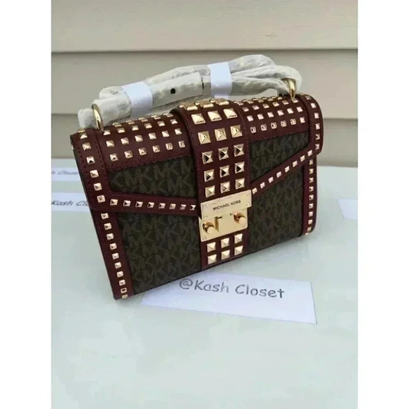Michael Kors Rose Medium Flap Shoulder Messenger Bag -Merlot